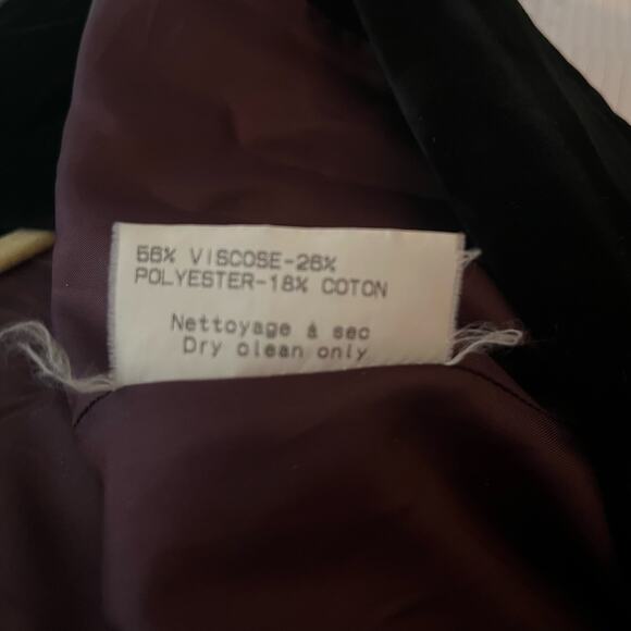 Inas de la Fressange Velvet Blazer Purple Long Line Vintage FLAW Whimsy Goth - Picture 11 of 12
